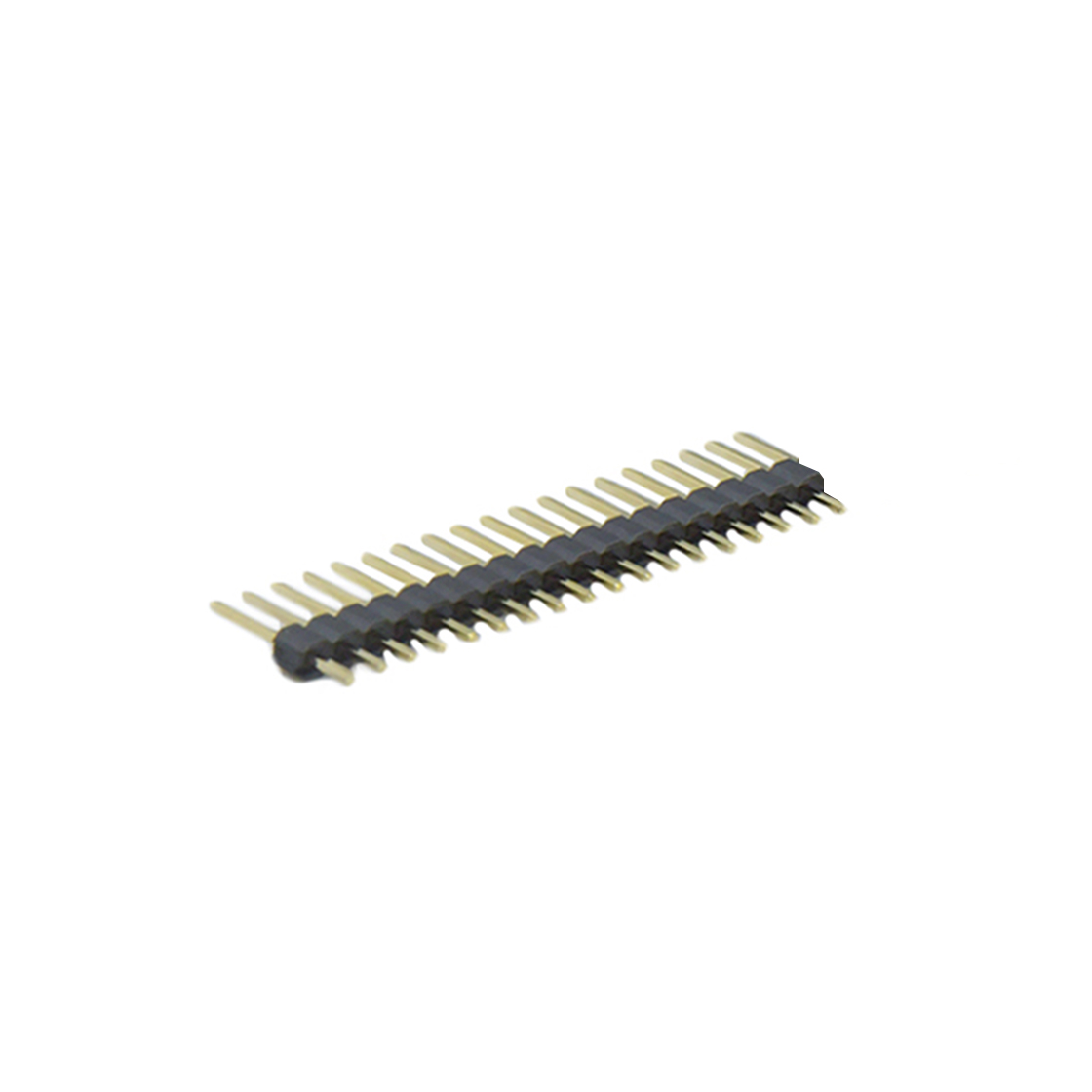 PH2541 排针连接器 Pitch 2.54mm 180° 单排 DIP 单塑 无卤排针 L=11.5MM 1X18Pin 黑色 PA6T，94V-0 镀全金G/F